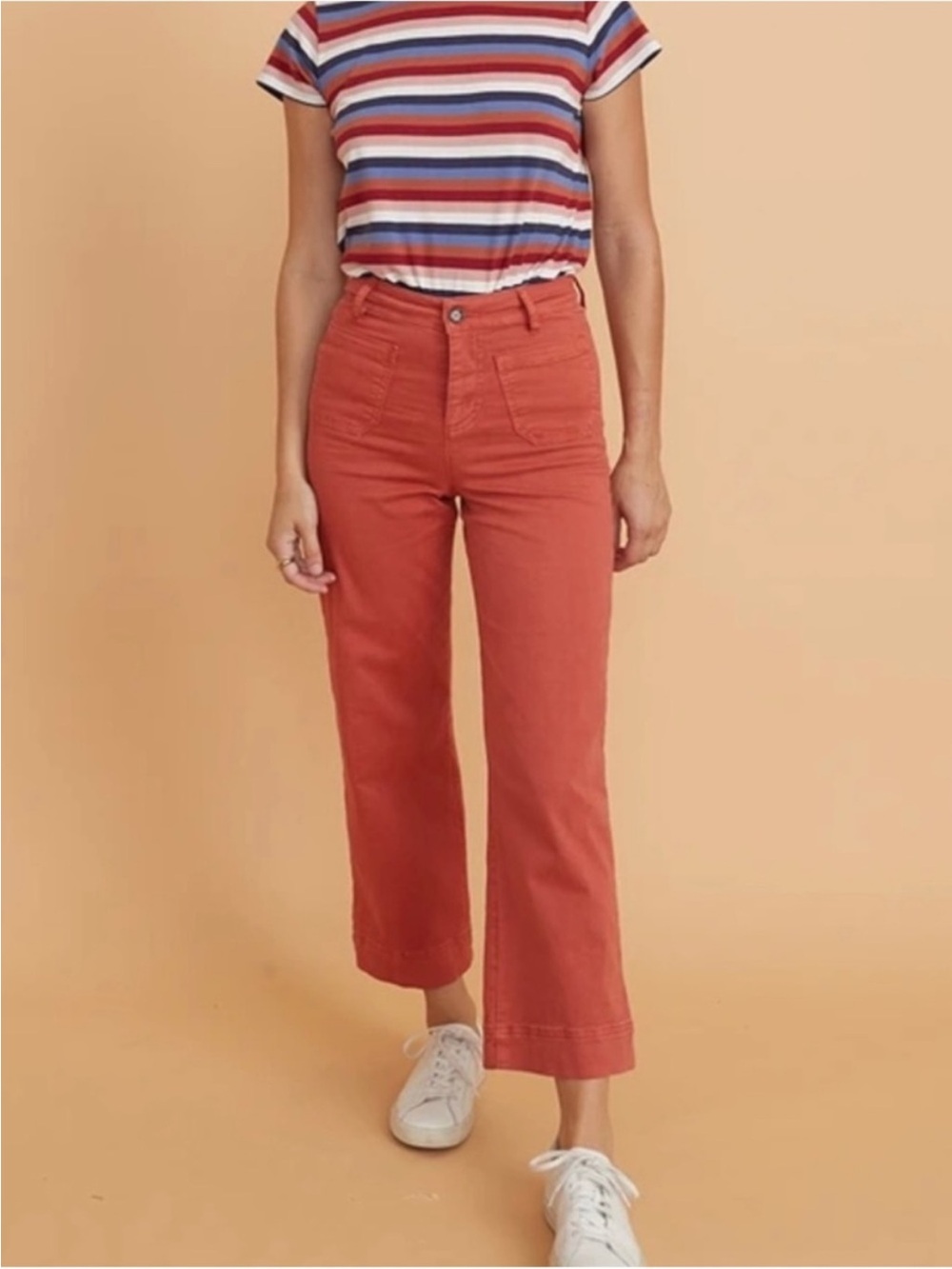 Marine Layer Cropped Wide-Leg Pants in Rust